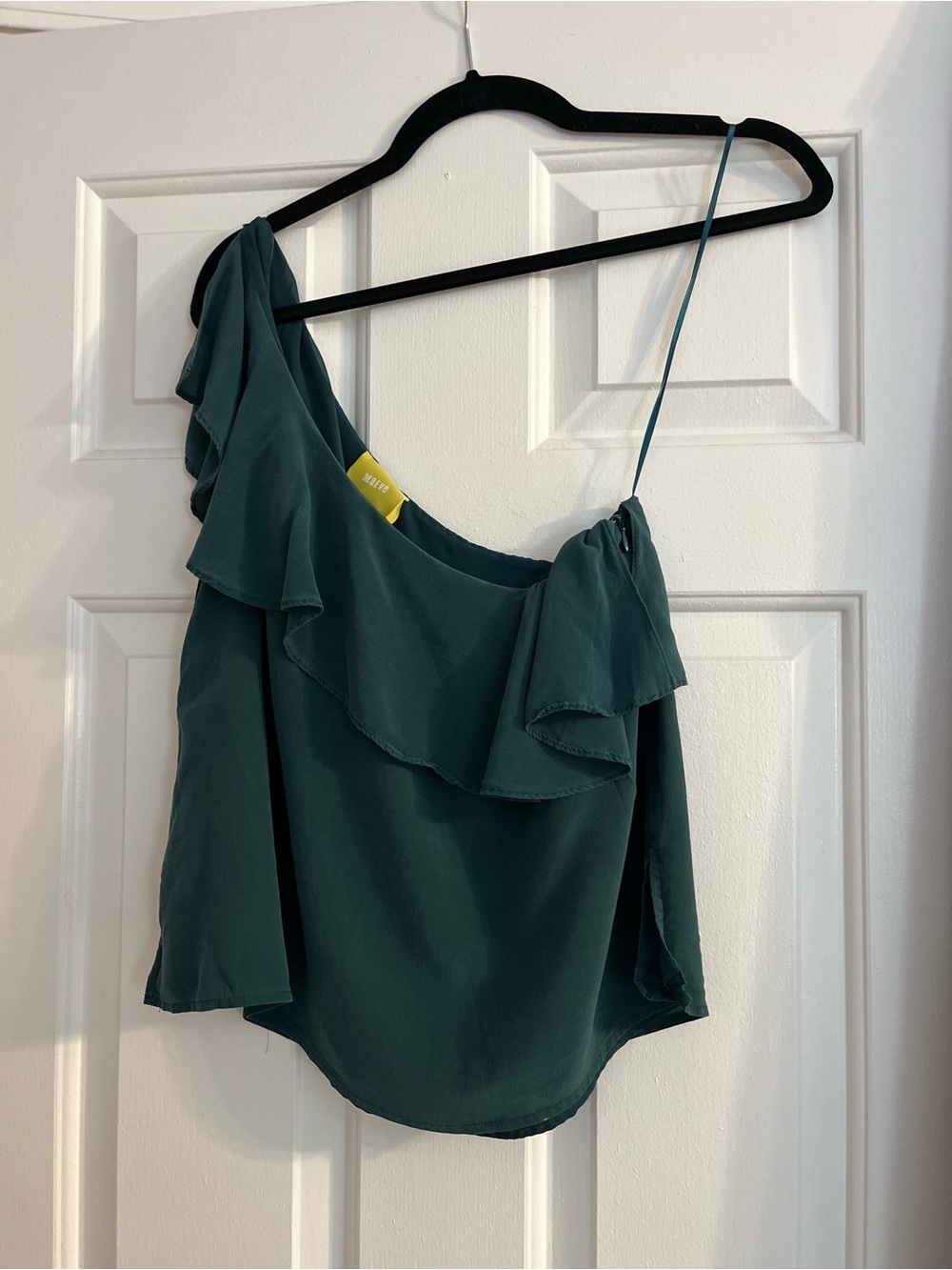 Maeve One-Shoulder Ruffle Camisole - Teal Green